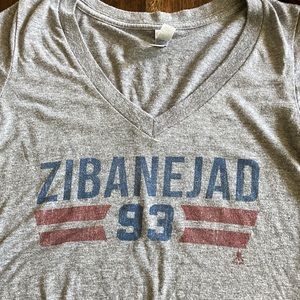 NHL “Zibanejad 93” Worn But Not Worn Out NY Rangers Hockey Soft Gray Vneck Tee